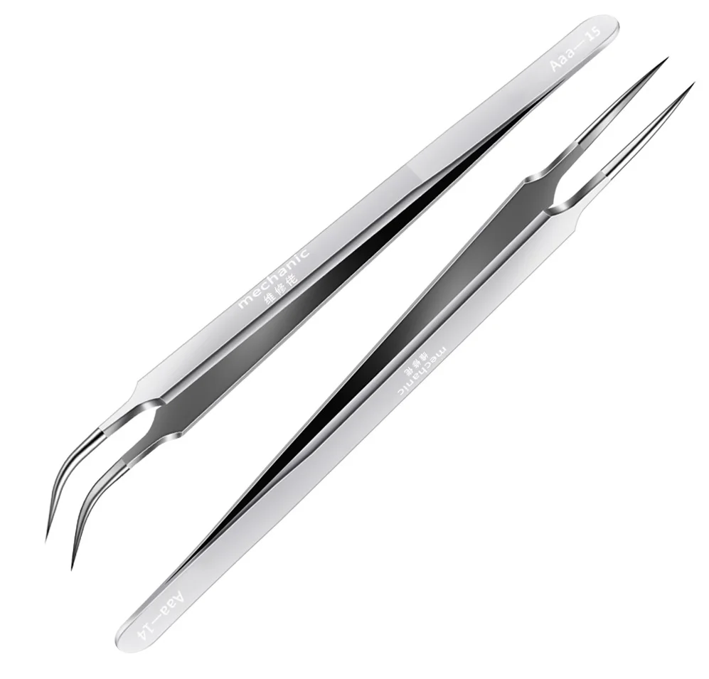 MECHANIC Aaa-14 Aaa-15 Stainless Steel Ultra Fine High Hardness Tenacity Durable Tweezers For SMD PCB BGA Motherboard Repair
