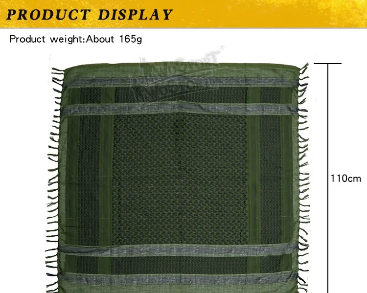 110*110 Keffiyeh Shemagh Scarf Desert Square Scarves with Tassel for Hunting Outdoor Hiking Men Women