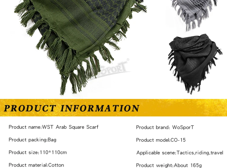 110*110 Keffiyeh Shemagh Scarf Desert Square Scarves with Tassel for Hunting Outdoor Hiking Men Women