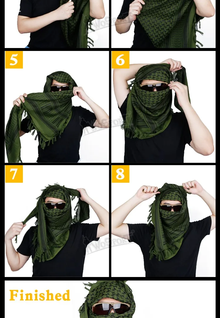 110*110 Keffiyeh Shemagh Scarf Desert Square Scarves with Tassel for Hunting Outdoor Hiking Men Women
