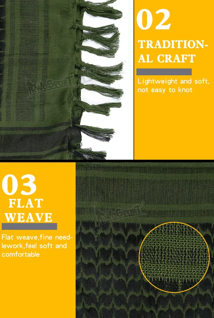 110*110 Keffiyeh Shemagh Scarf Desert Square Scarves with Tassel for Hunting Outdoor Hiking Men Women