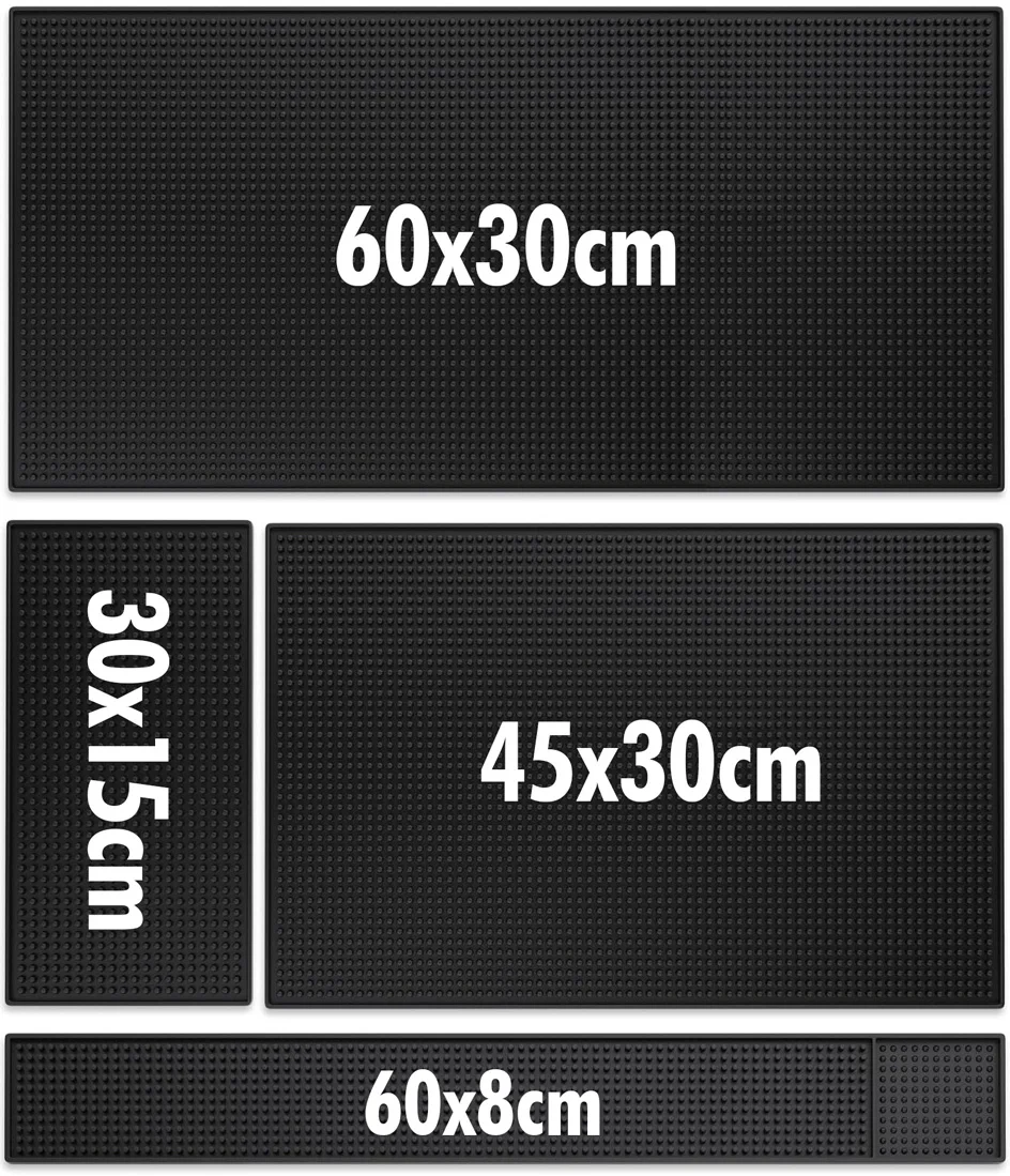 Rubber Bar Mat Coffee Maker Countertop Spill Mats Bar Service Mat Dish Glass Drying Mat for Barista Cocktail Bartender Black
