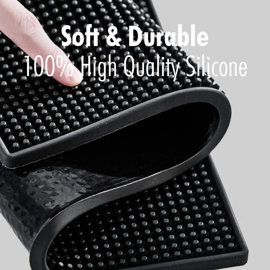 Rubber Bar Mat Coffee Maker Countertop Spill Mats Bar Service Mat Dish Glass Drying Mat for Barista Cocktail Bartender Black