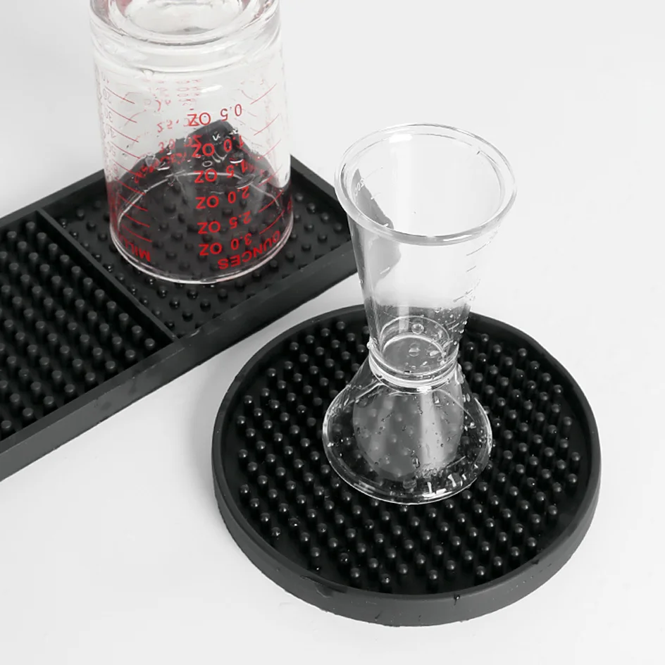 Rubber Bar Mat Coffee Maker Countertop Spill Mats Bar Service Mat Dish Glass Drying Mat for Barista Cocktail Bartender Black