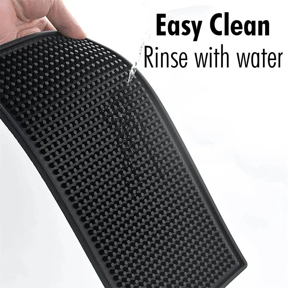 Rubber Bar Mat Coffee Maker Countertop Spill Mats Bar Service Mat Dish Glass Drying Mat for Barista Cocktail Bartender Black