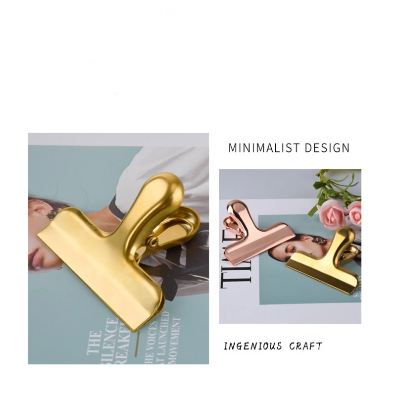 Beautiful Spring Clips Luxurious Rose Gold Metal Clip Paper Organizer Student Teacher Stationery