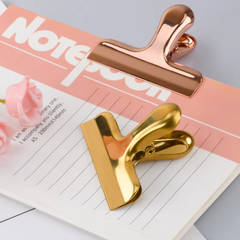 Beautiful Spring Clips Luxurious Rose Gold Metal Clip Paper Organizer Student Teacher Stationery