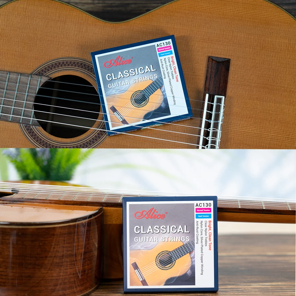 Alice AC130 Professional Classical Guitar Guitarra Strings Sliver Plated Copper Wound Clear Nylon Normal High Tension 6 Strings