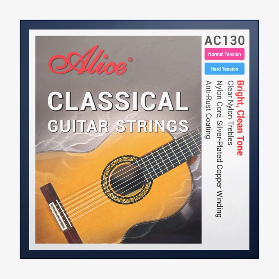 Alice AC130 Professional Classical Guitar Guitarra Strings Sliver Plated Copper Wound Clear Nylon Normal High Tension 6 Strings