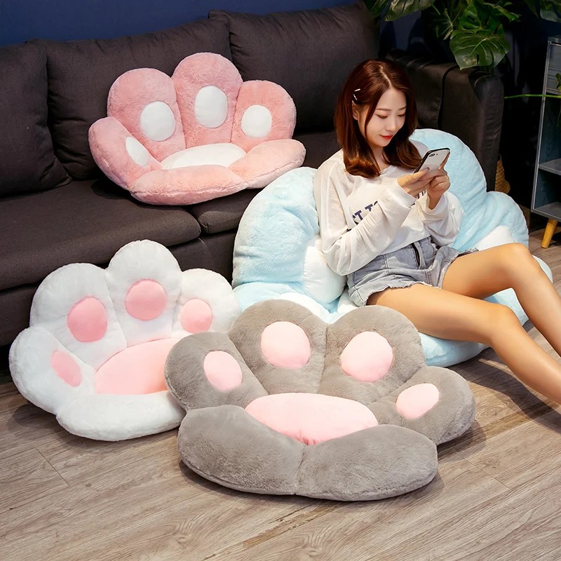 70cm Kawaii Plush Bear Paw Mat Cute Animal Bear Cat Foot Pillow Heart Plush Cushion Stuffed Soft Toys for Home Decor Gifts