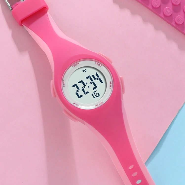 OHSEN Kids Sport Watches 50M Waterproof Blue Silicone Electronic Wristwatch Stopwatch Children Digital Watch For Boys Girls