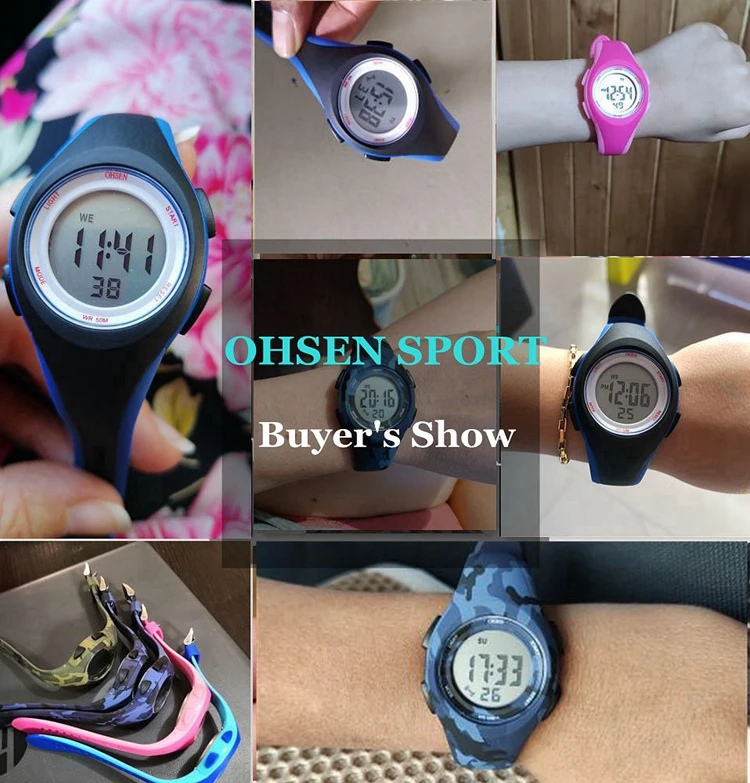 OHSEN Kids Sport Watches 50M Waterproof Blue Silicone Electronic Wristwatch Stopwatch Children Digital Watch For Boys Girls