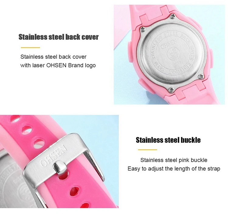 OHSEN Kids Sport Watches 50M Waterproof Blue Silicone Electronic Wristwatch Stopwatch Children Digital Watch For Boys Girls