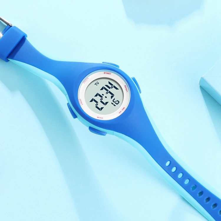 OHSEN Kids Sport Watches 50M Waterproof Blue Silicone Electronic Wristwatch Stopwatch Children Digital Watch For Boys Girls