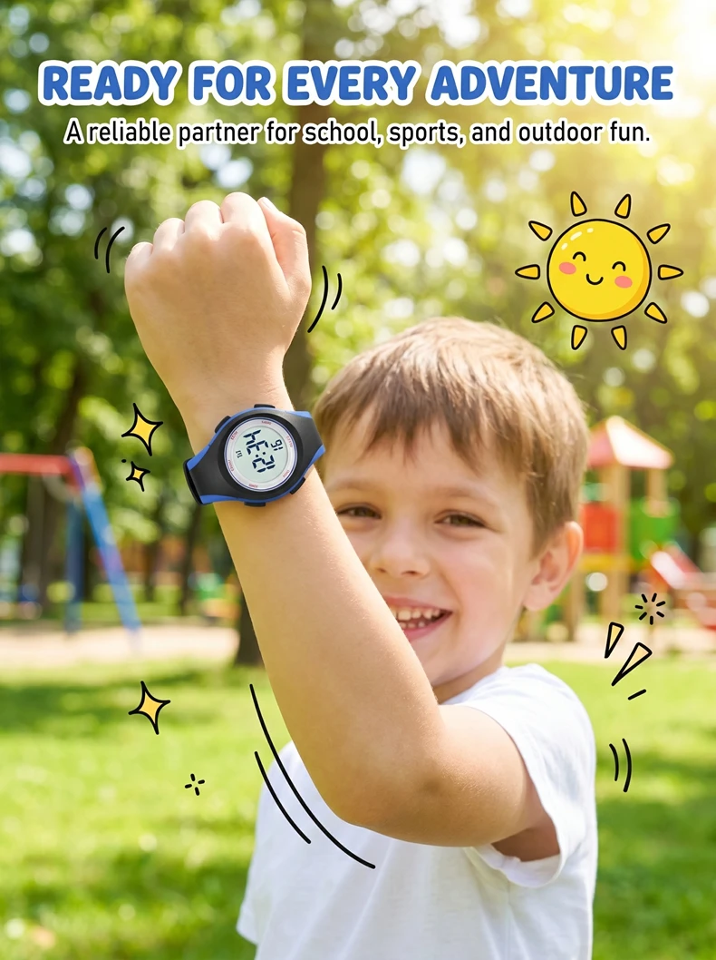 OHSEN Kids Sport Watches 50M Waterproof Blue Silicone Electronic Wristwatch Stopwatch Children Digital Watch For Boys Girls