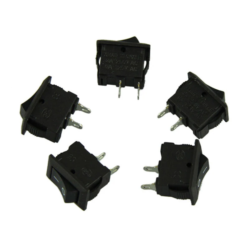 10Pcs Auto Car Truck Boat Round Rocker DC 250V 3A 2-Pin ON/OFF Toggle SPST Switches Rocker Switch 10*15mm