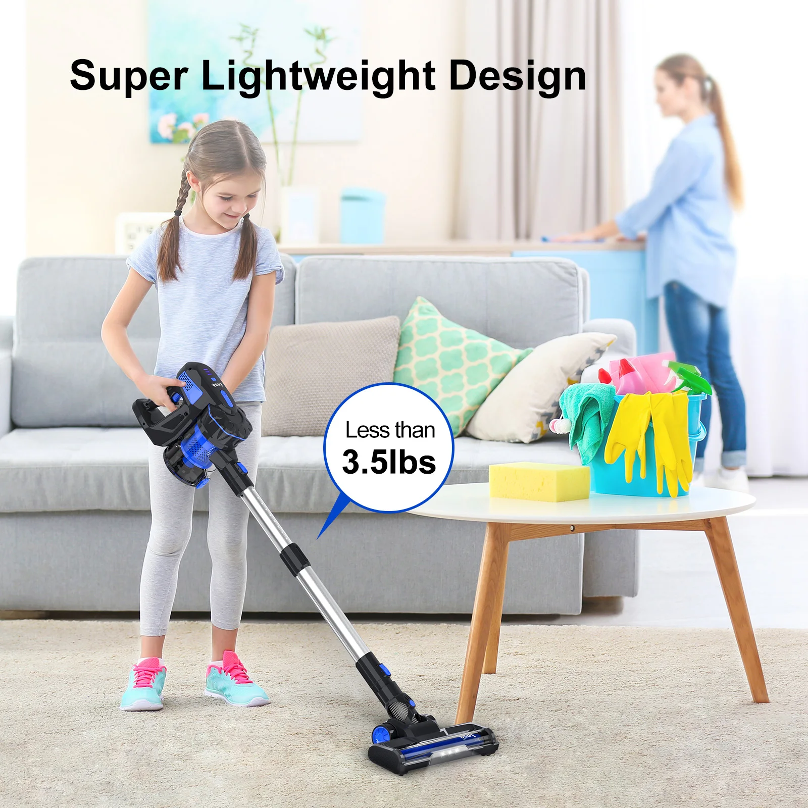 INSE V70 12kPa Powerful Lightweight Vacuum Cleaner up to 45 Mins Runtime, for Home Hard Floor Carpet Pet Hair, Blue