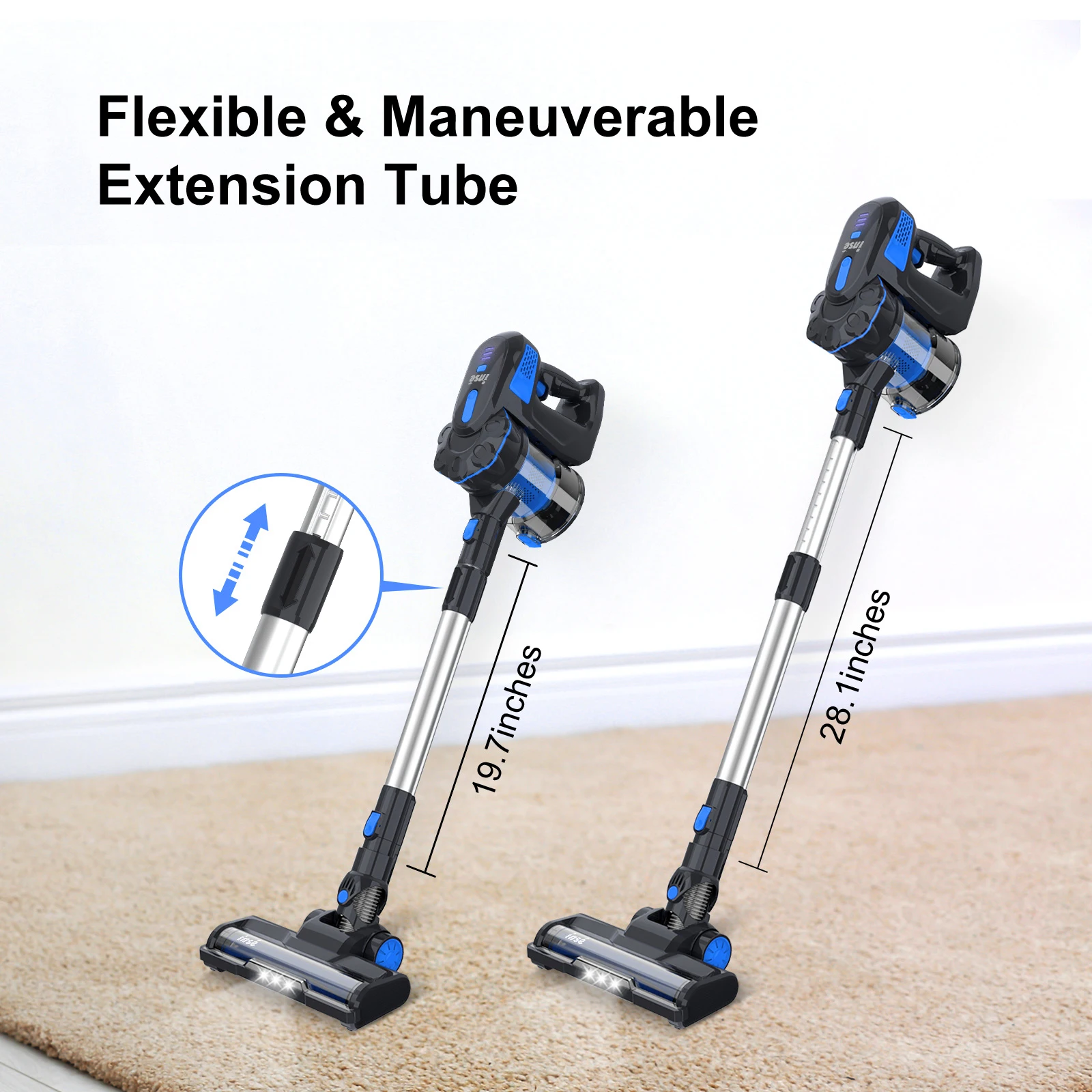 INSE V70 12kPa Powerful Lightweight Vacuum Cleaner up to 45 Mins Runtime, for Home Hard Floor Carpet Pet Hair, Blue