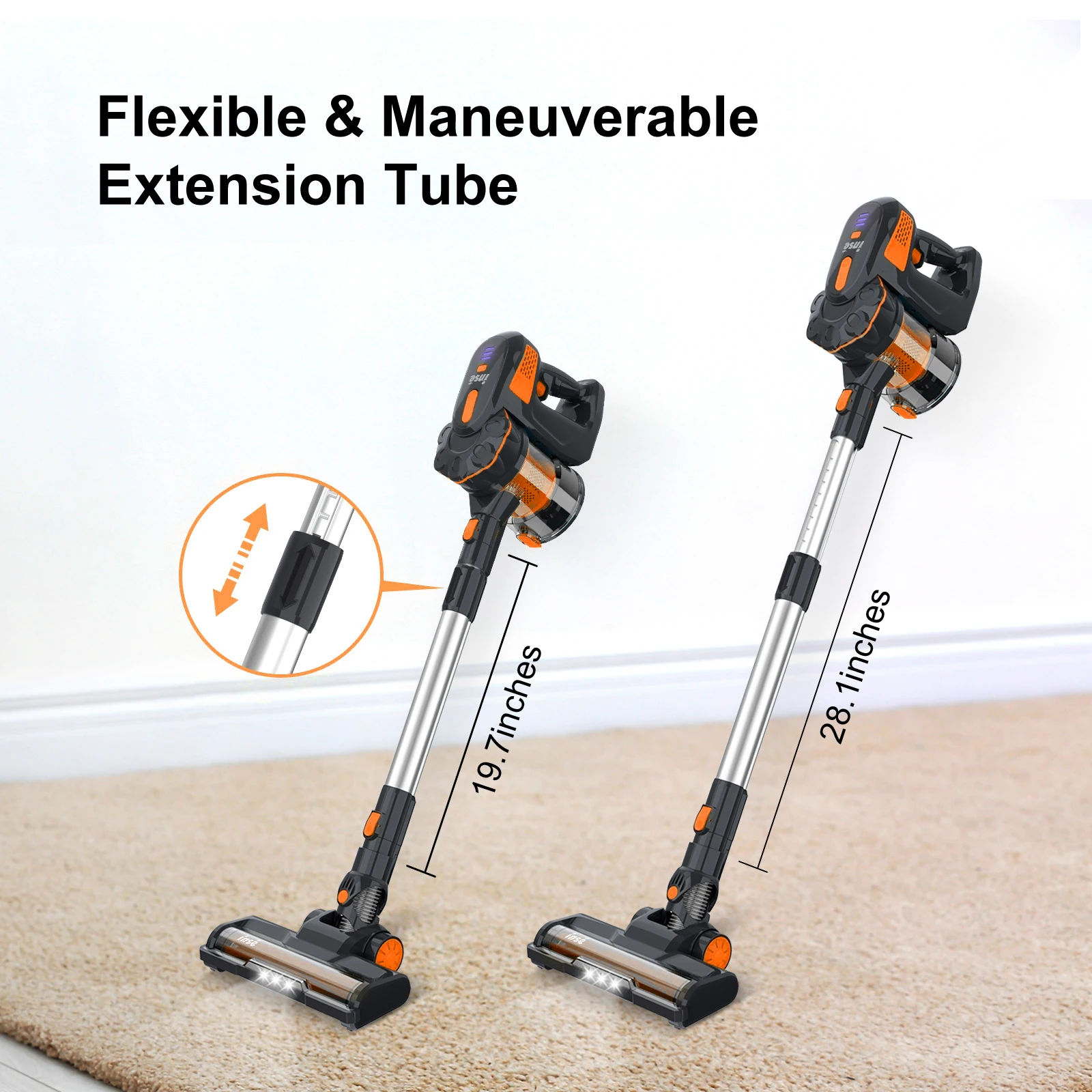 INSE V70 12kPa Powerful Lightweight Vacuum Cleaner up to 45 Mins Runtime, for Home Hard Floor Carpet Pet Hair, Blue
