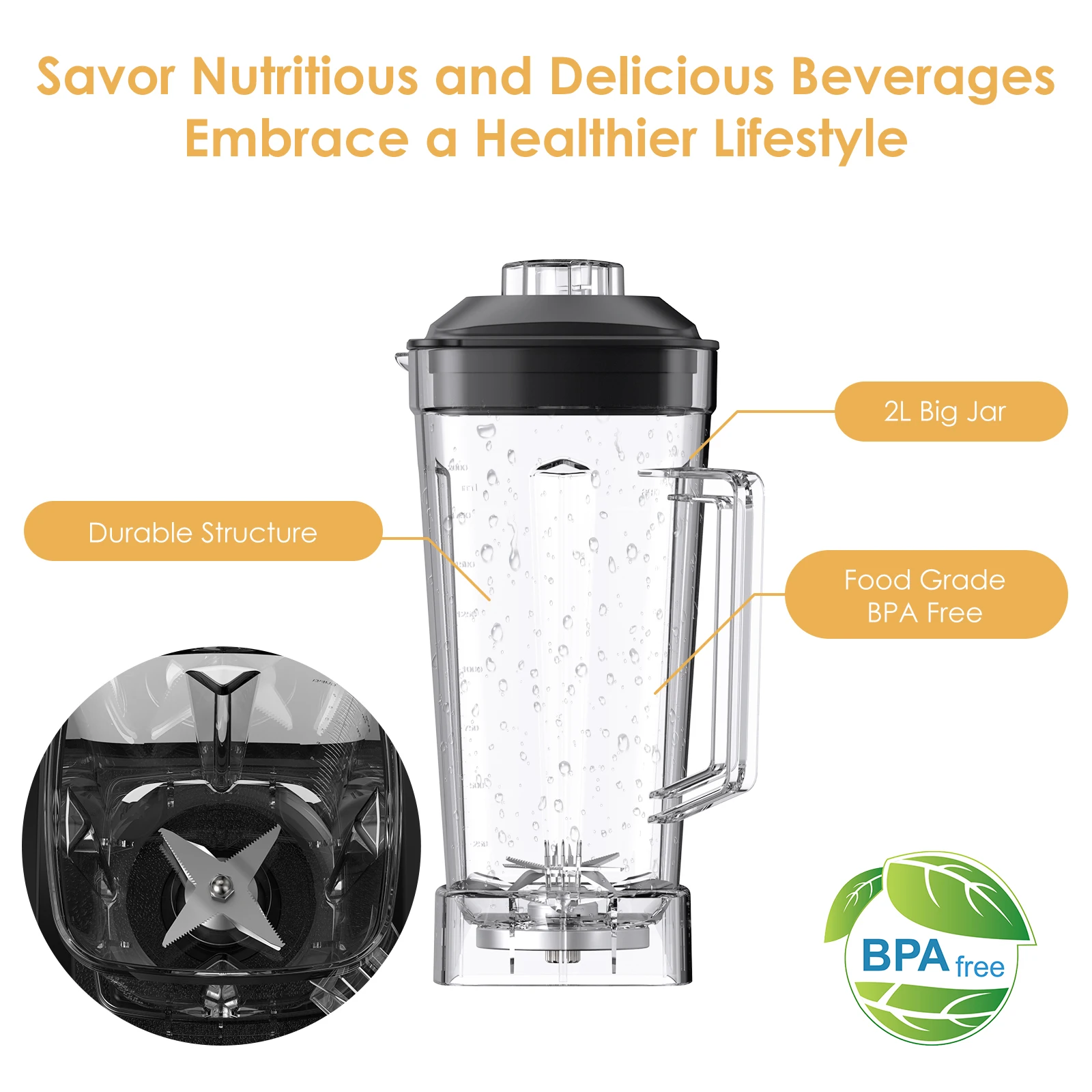 BPA Free 3HP 2200W Heavy Duty Commercial Grade Blender Mixer Juicer High Power Food Processor Ice Smoothie Bar Fruit Blender