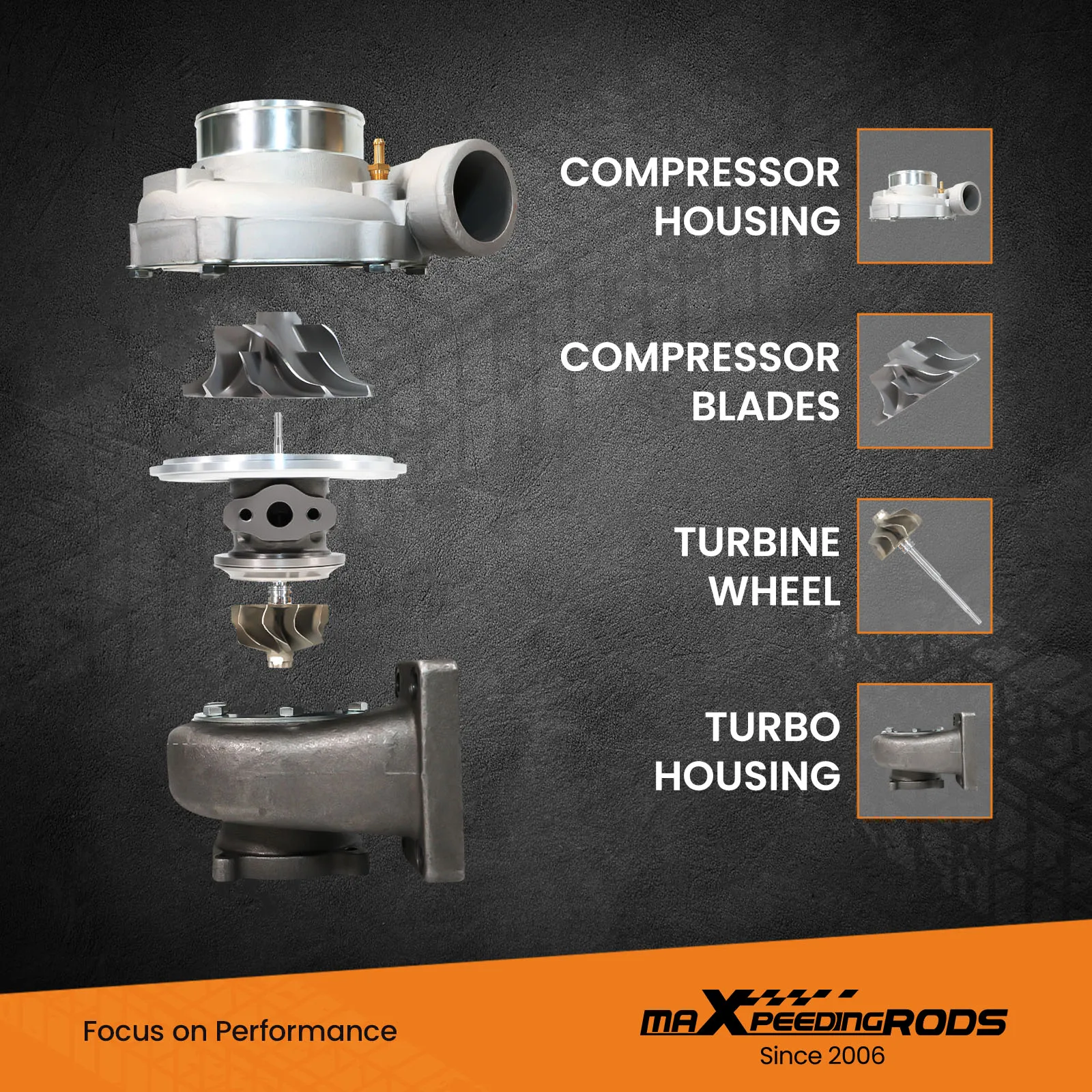 Universal GT3582 GT35 Turbo Anti Surge A/R 0 .63 0.7 Housing Turbocharger up to 600HP 4 Bolt Turbolader