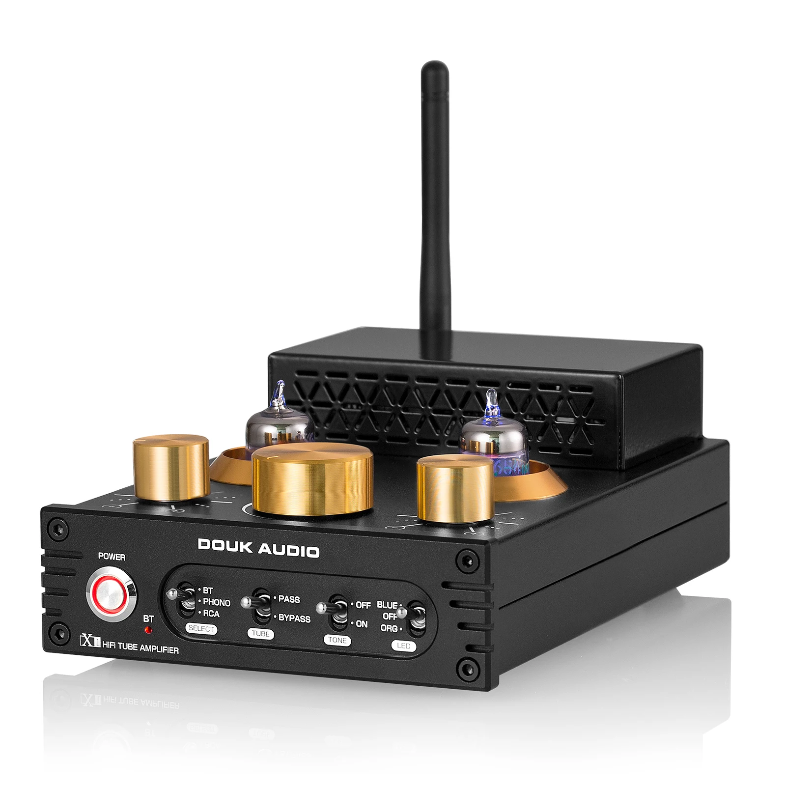 Nobsound HiFi GE5654 Vacuum Tube Amplifier Stereo Bluetooth 5.0 Receiver Amp MM Phono Power Amp for Turntables APTX-HD 160W+160W