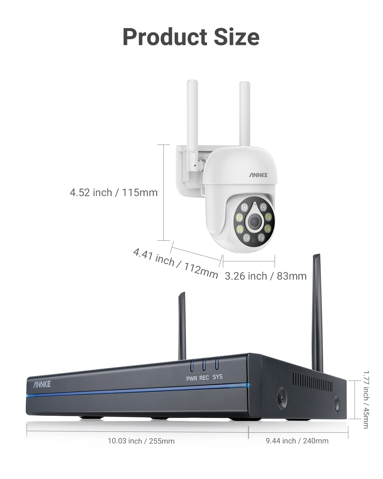 Annke 2Pcs H.264+ 5MP Wireless Camera Video Surveillance Camera Two Way Audio WIFI IP Security Camera 3.6MM IP66 Weatherproof