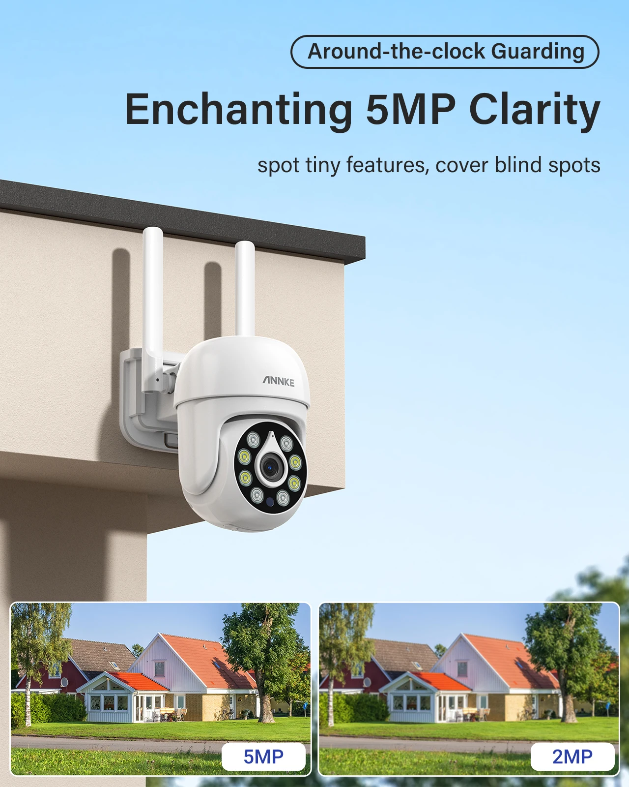 Annke 2Pcs H.264+ 5MP Wireless Camera Video Surveillance Camera Two Way Audio WIFI IP Security Camera 3.6MM IP66 Weatherproof