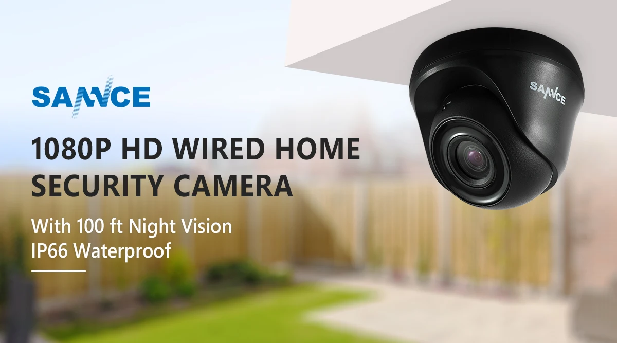 SANNCE 2pcs AHD 1080P HD 2.0MP CCTV Security Cameras H.264 Waterproof Indoor/ Outdoor Dome Surveillance Cameras set Black Color