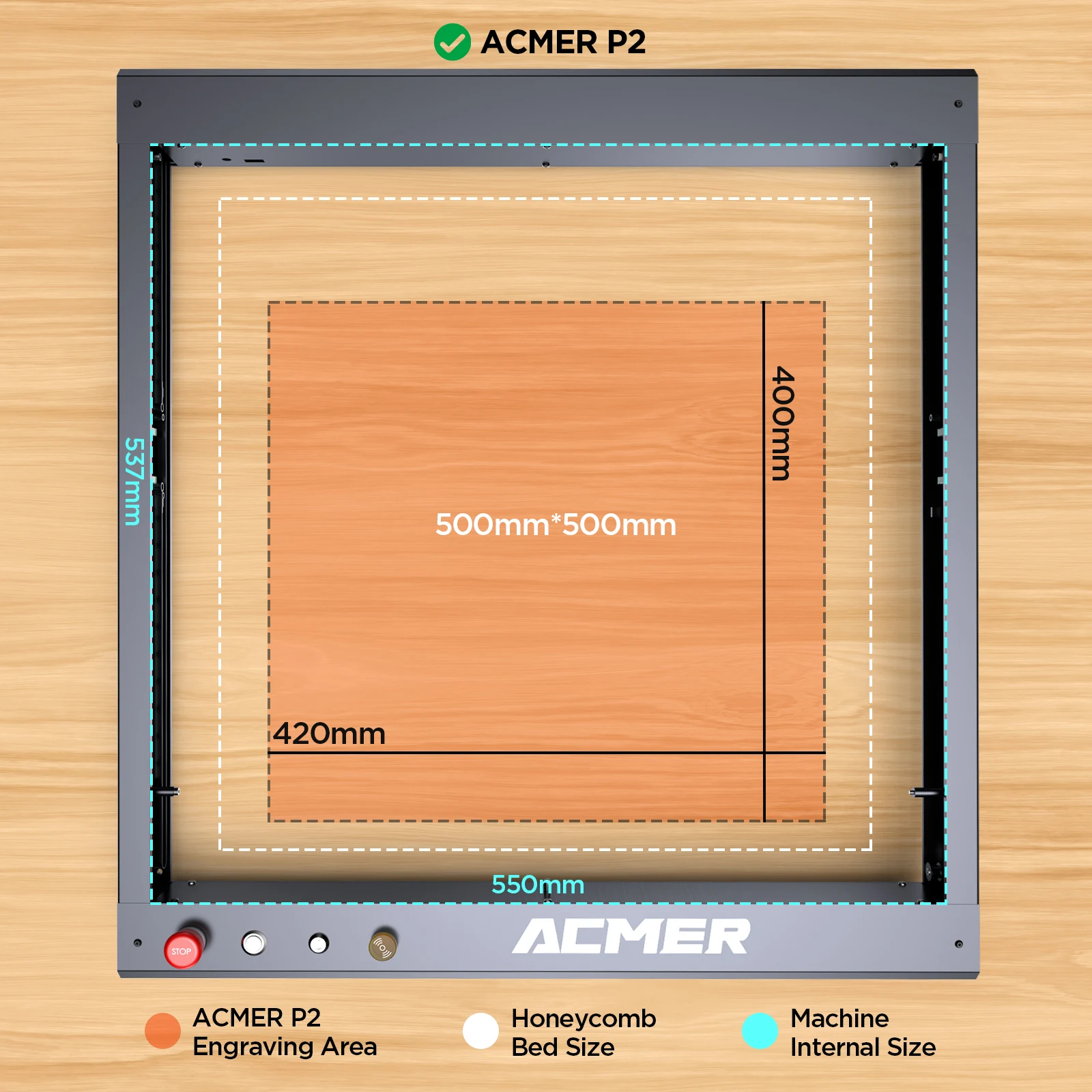 ACMER P2 33W Lasers Engraver With Air Assist Industrial Rails Wifi APP Control Laser Cutting Machine Carve Wood Aluminium Oxide