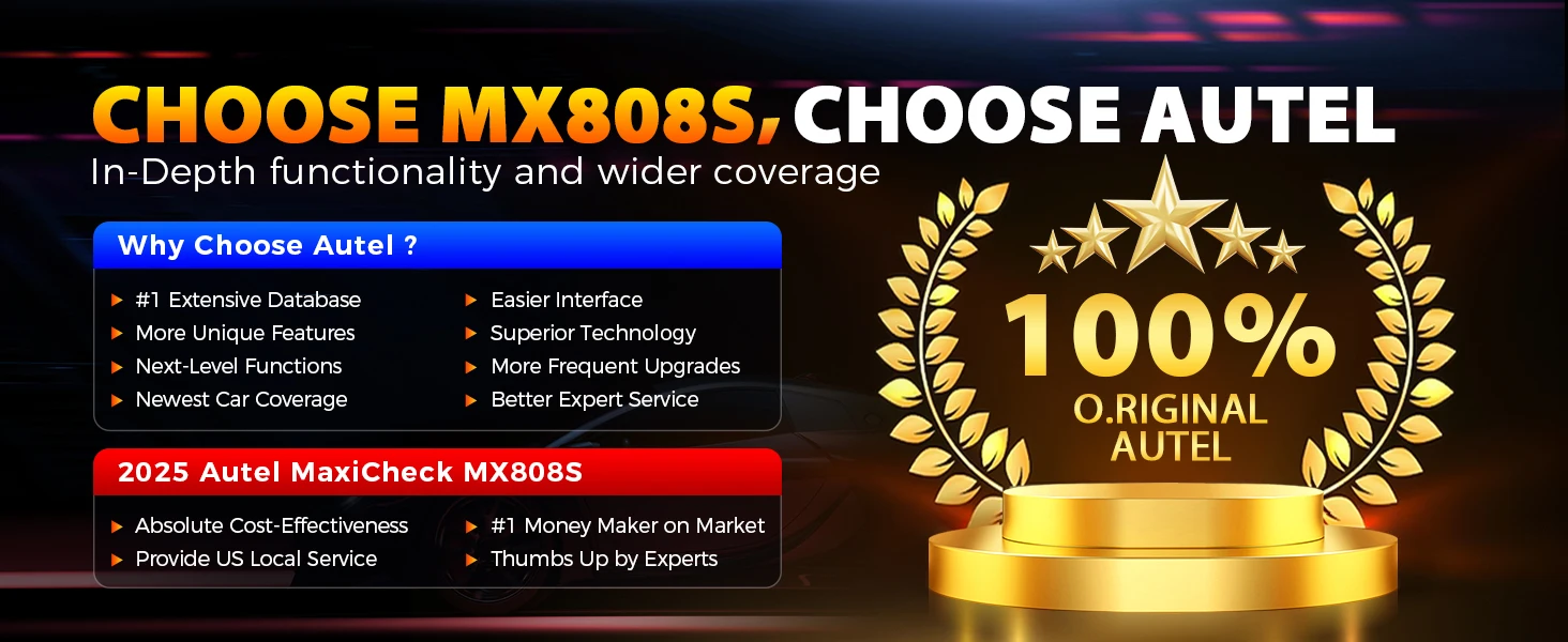 Autel MaxiCheck MX808S MK808S OBD2 Scanner Bi-directional Control Scan Tool, 28+ Services, All System Diagnostic Same as MK900 MX900 MK900BT MK808BT PRO, 3K+ Active Test, 28+ Service, OE All System, OS11, FCA