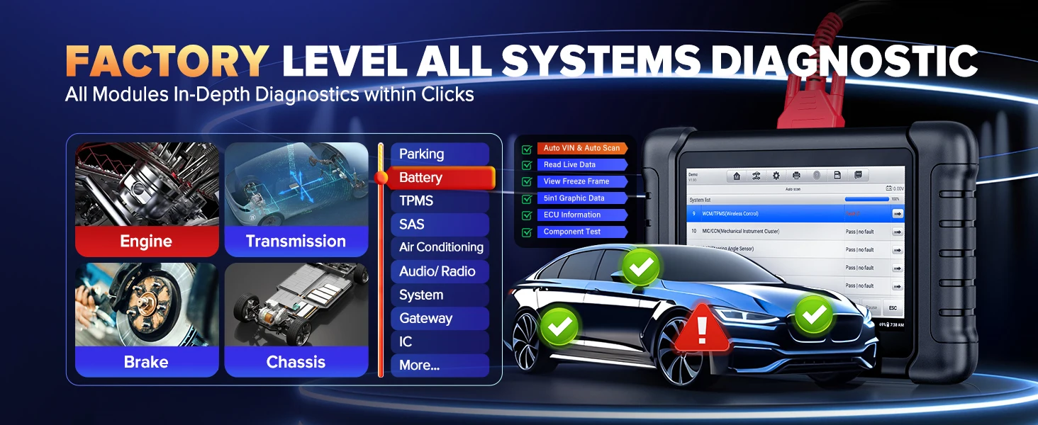 Autel MaxiCheck MX808S MK808S OBD2 Scanner Bi-directional Control Scan Tool, 28+ Services, All System Diagnostic Same as MK900 MX900 MK900BT MK808BT PRO, 3K+ Active Test, 28+ Service, OE All System, OS11, FCA