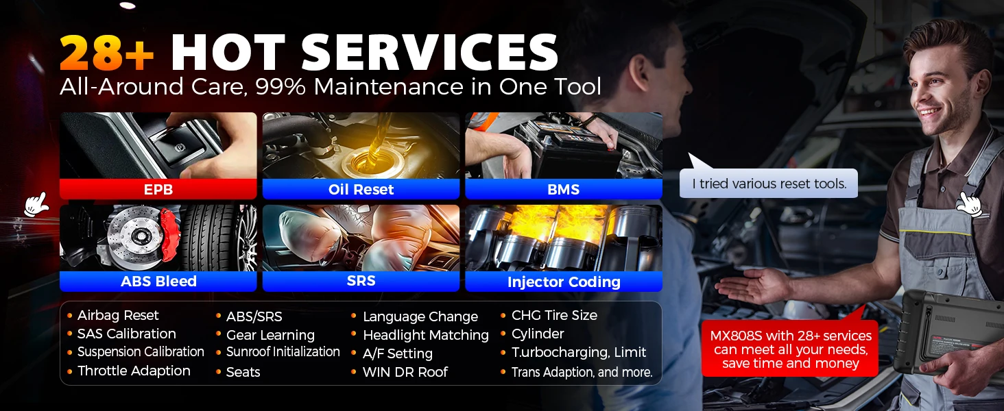Autel MaxiCheck MX808S MK808S OBD2 Scanner Bi-directional Control Scan Tool, 28+ Services, All System Diagnostic Same as MK900 MX900 MK900BT MK808BT PRO, 3K+ Active Test, 28+ Service, OE All System, OS11, FCA