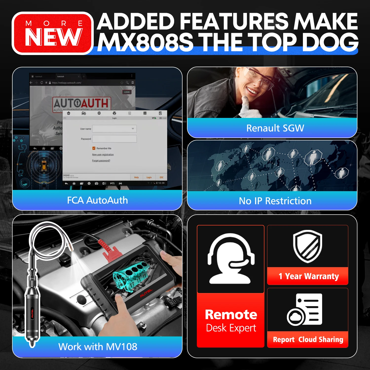 Autel MaxiCheck MX808S MK808S OBD2 Scanner Bi-directional Control Scan Tool, 28+ Services, All System Diagnostic Same as MK900 MX900 MK900BT MK808BT PRO, 3K+ Active Test, 28+ Service, OE All System, OS11, FCA