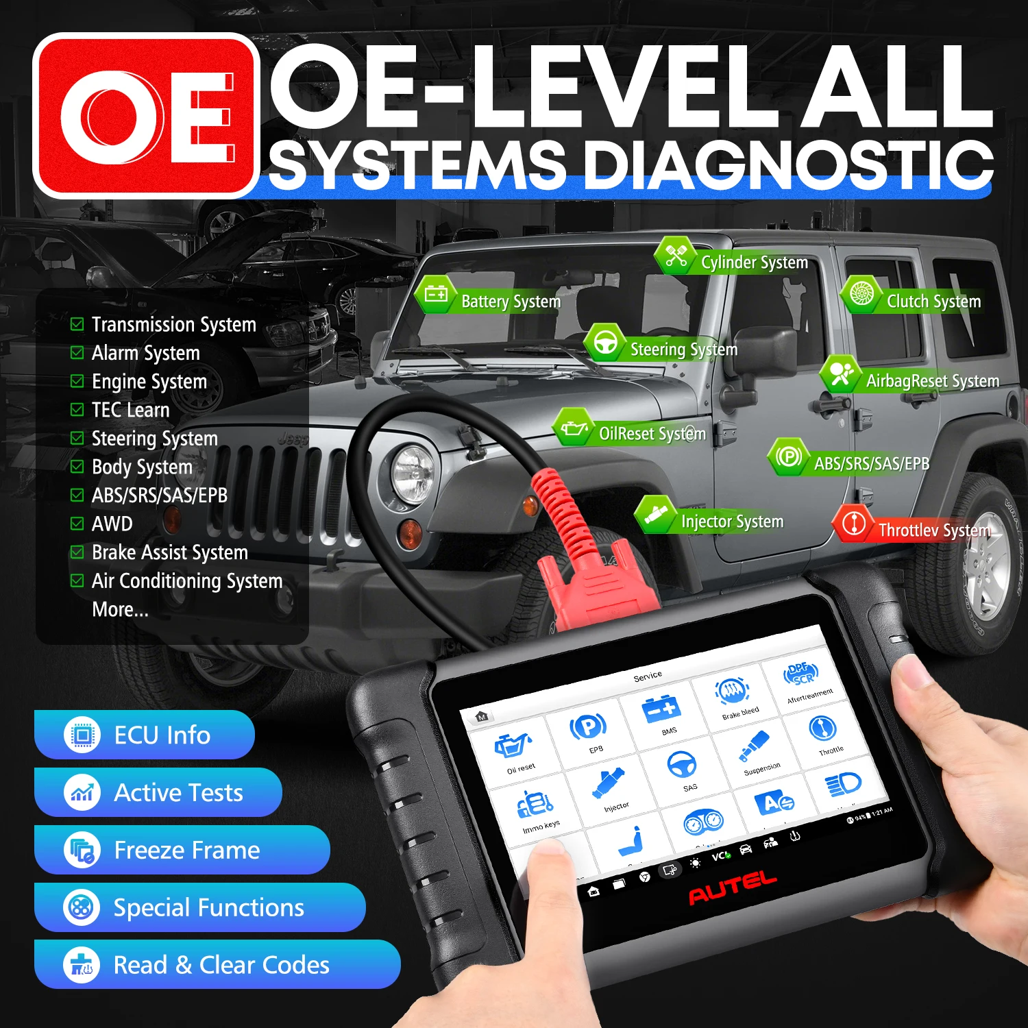 Autel MaxiCheck MX808S MK808S OBD2 Scanner Bi-directional Control Scan Tool, 28+ Services, All System Diagnostic Same as MK900 MX900 MK900BT MK808BT PRO, 3K+ Active Test, 28+ Service, OE All System, OS11, FCA