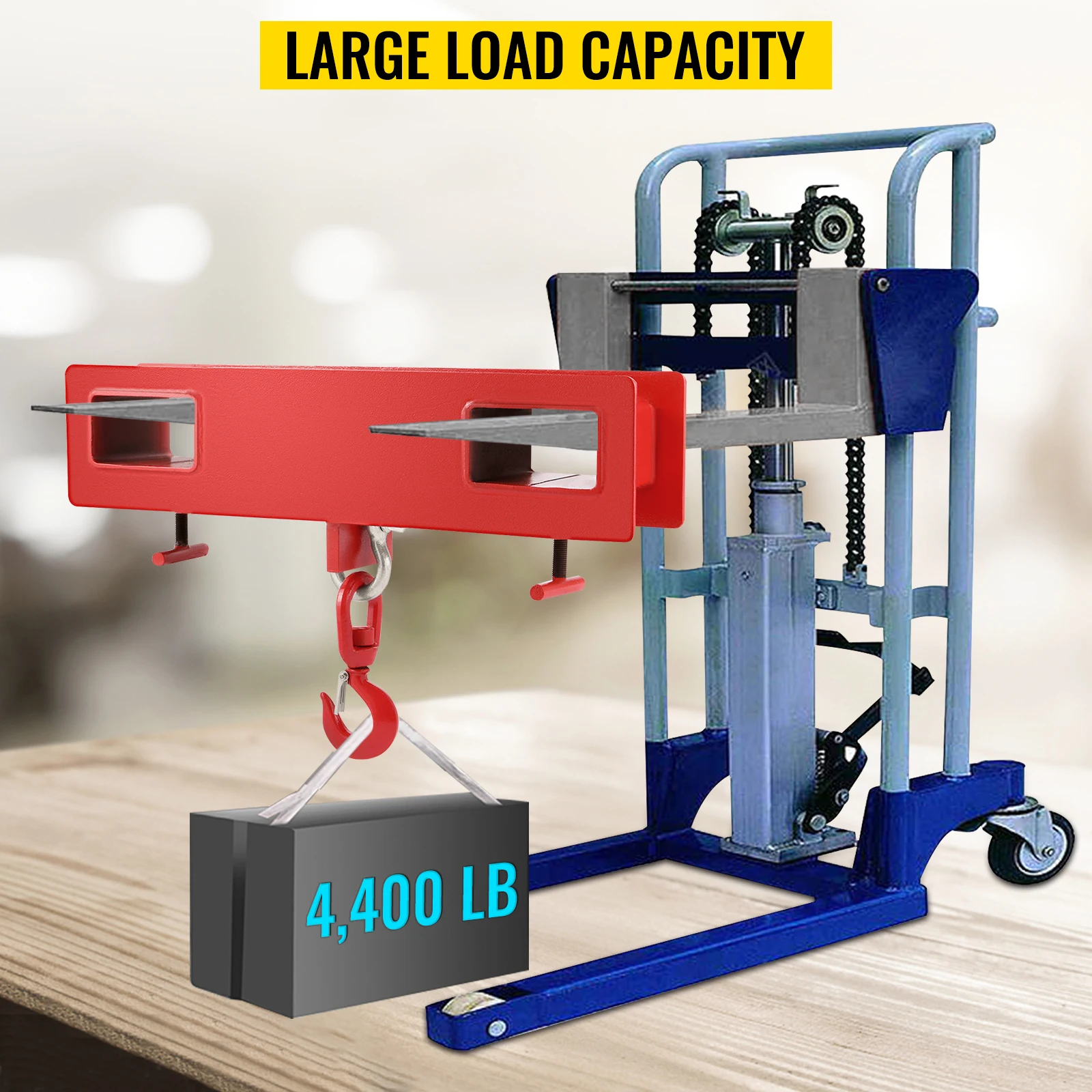 SucceBuy Forklift Lifting Hoist Swivel Hook Mobile Crane 4400 lbs 2 Ton Lift Mobile Crane Attachments for Garage Workshop