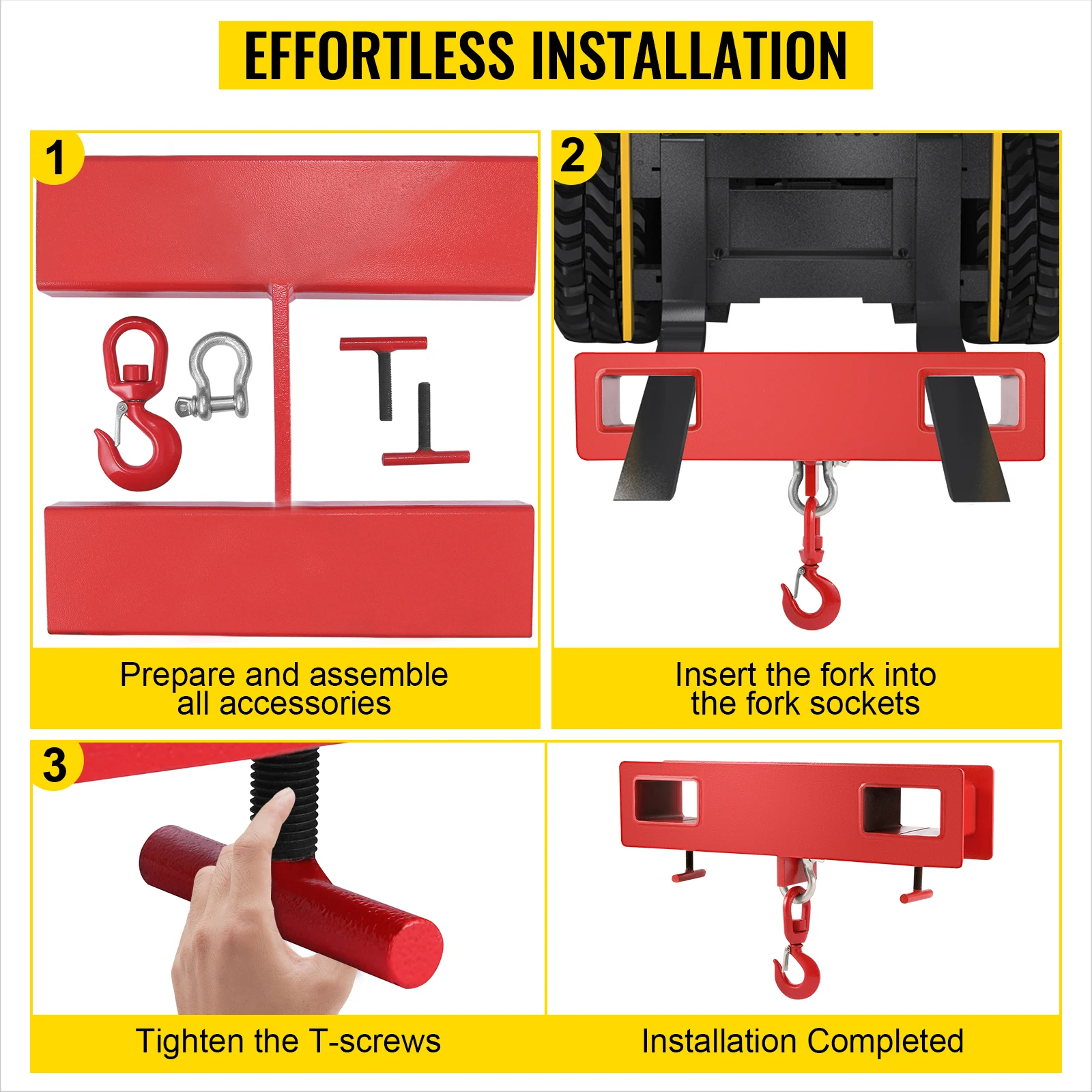 SucceBuy Forklift Lifting Hoist Swivel Hook Mobile Crane 4400 lbs 2 Ton Lift Mobile Crane Attachments for Garage Workshop