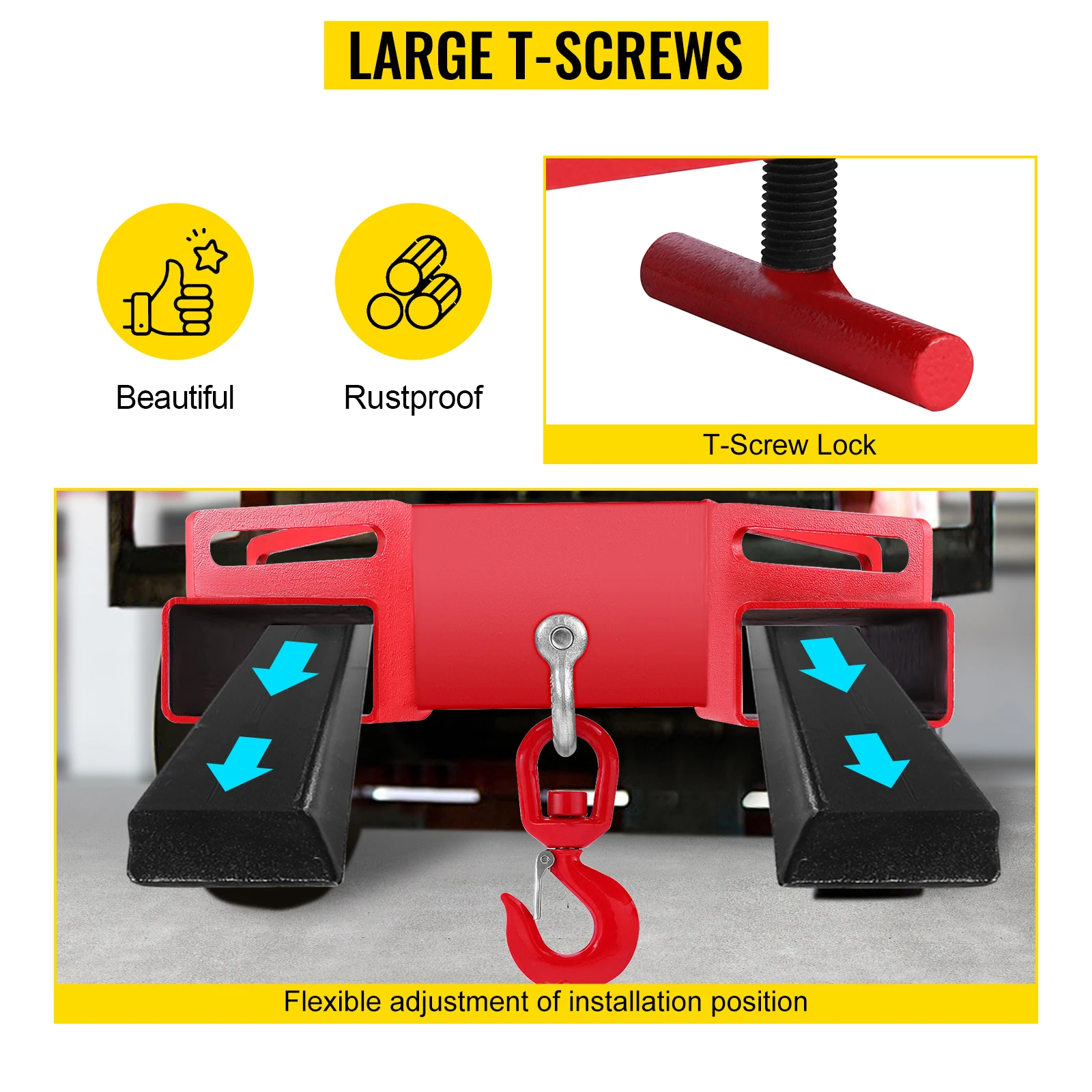 SucceBuy Forklift Lifting Hoist Swivel Hook Mobile Crane 4400 lbs 2 Ton Lift Mobile Crane Attachments for Garage Workshop