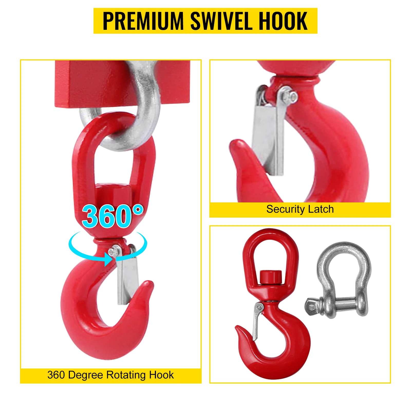 SucceBuy Forklift Lifting Hoist Swivel Hook Mobile Crane 4400 lbs 2 Ton Lift Mobile Crane Attachments for Garage Workshop