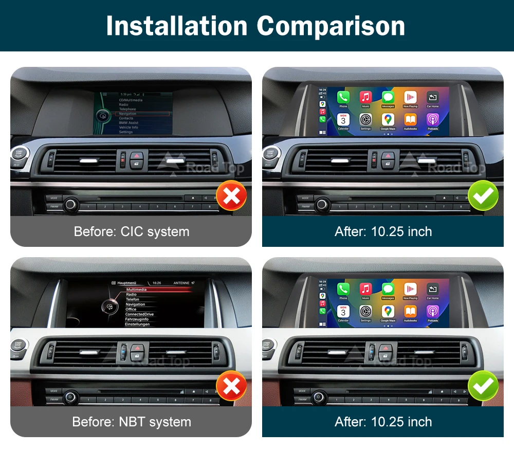 RoadTop 12.3 inch For BMW 5 Series 2011-2017 F10 F11 Linux HD Screen, Car Stereo Touchscreen, Support Wireless CarPlay, Android Auto, Mirrorlink, Retains OEM