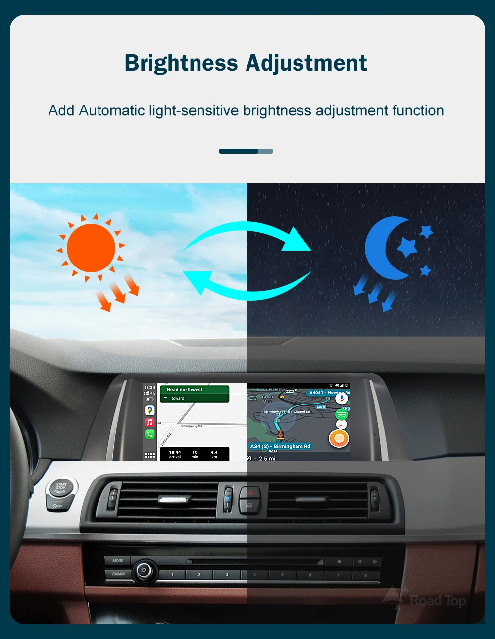 RoadTop 12.3 inch For BMW 5 Series 2011-2017 F10 F11 Linux HD Screen, Car Stereo Touchscreen, Support Wireless CarPlay, Android Auto, Mirrorlink, Retains OEM