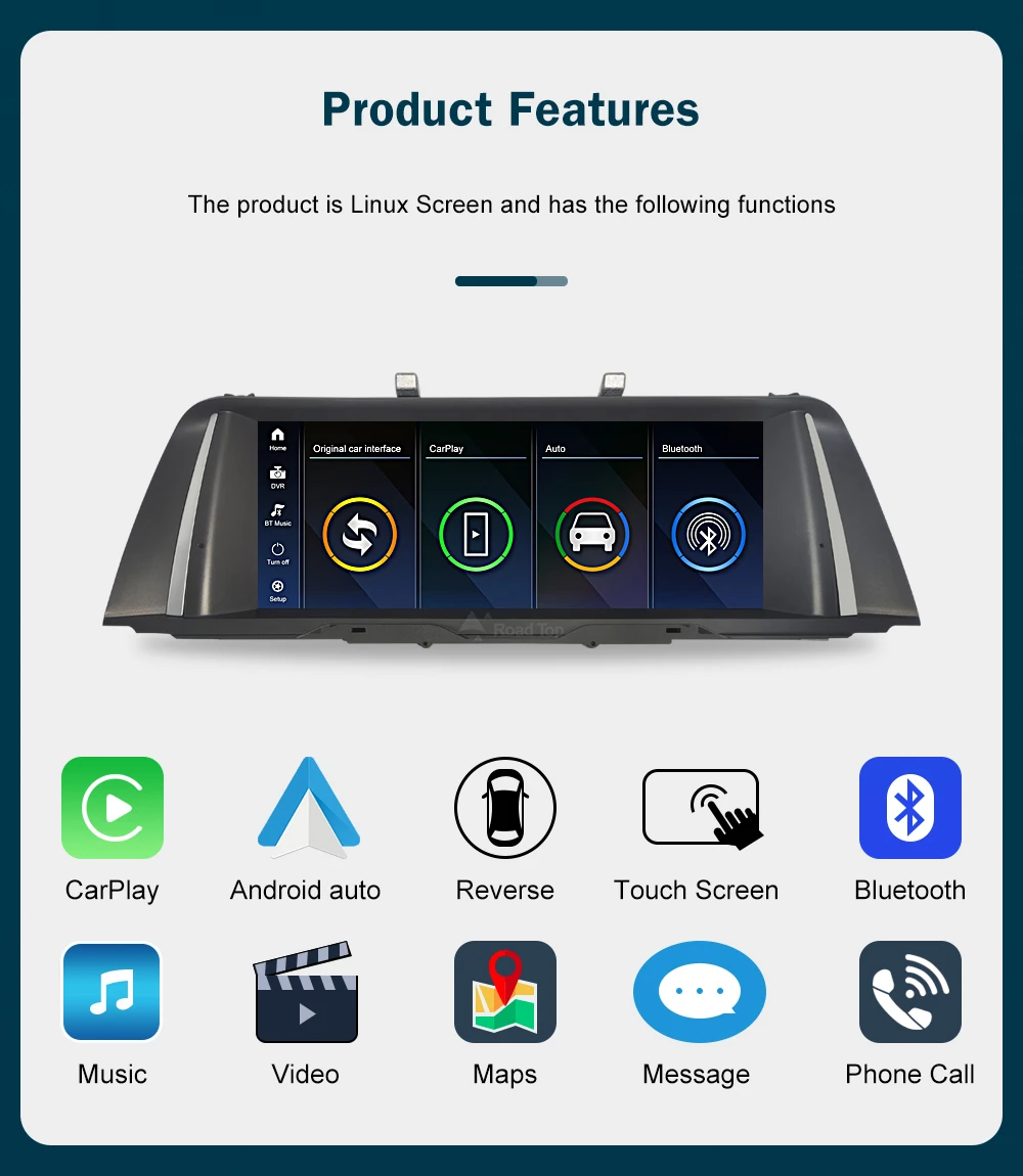 RoadTop 12.3 inch For BMW 5 Series 2011-2017 F10 F11 Linux HD Screen, Car Stereo Touchscreen, Support Wireless CarPlay, Android Auto, Mirrorlink, Retains OEM