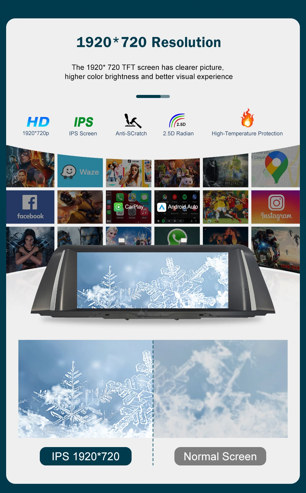 RoadTop 12.3 inch For BMW 5 Series 2011-2017 F10 F11 Linux HD Screen, Car Stereo Touchscreen, Support Wireless CarPlay, Android Auto, Mirrorlink, Retains OEM
