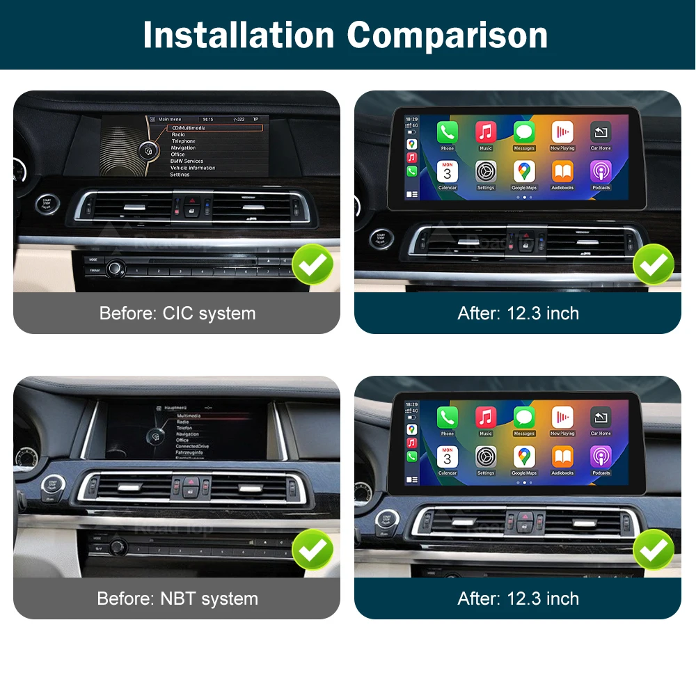 RoadTop 12.3 inch For BMW 5 Series 2011-2017 F10 F11 Linux HD Screen, Car Stereo Touchscreen, Support Wireless CarPlay, Android Auto, Mirrorlink, Retains OEM