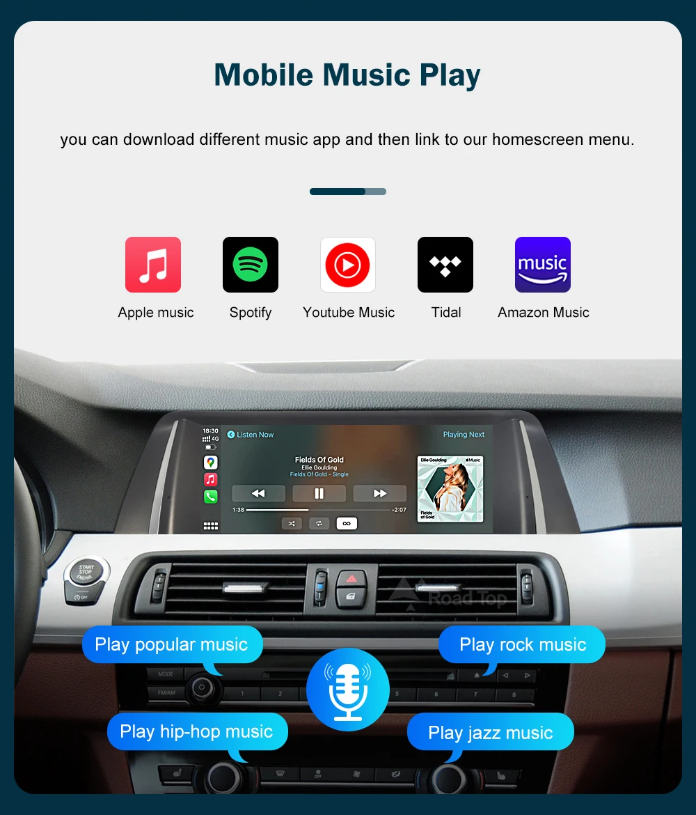 RoadTop 12.3 inch For BMW 5 Series 2011-2017 F10 F11 Linux HD Screen, Car Stereo Touchscreen, Support Wireless CarPlay, Android Auto, Mirrorlink, Retains OEM
