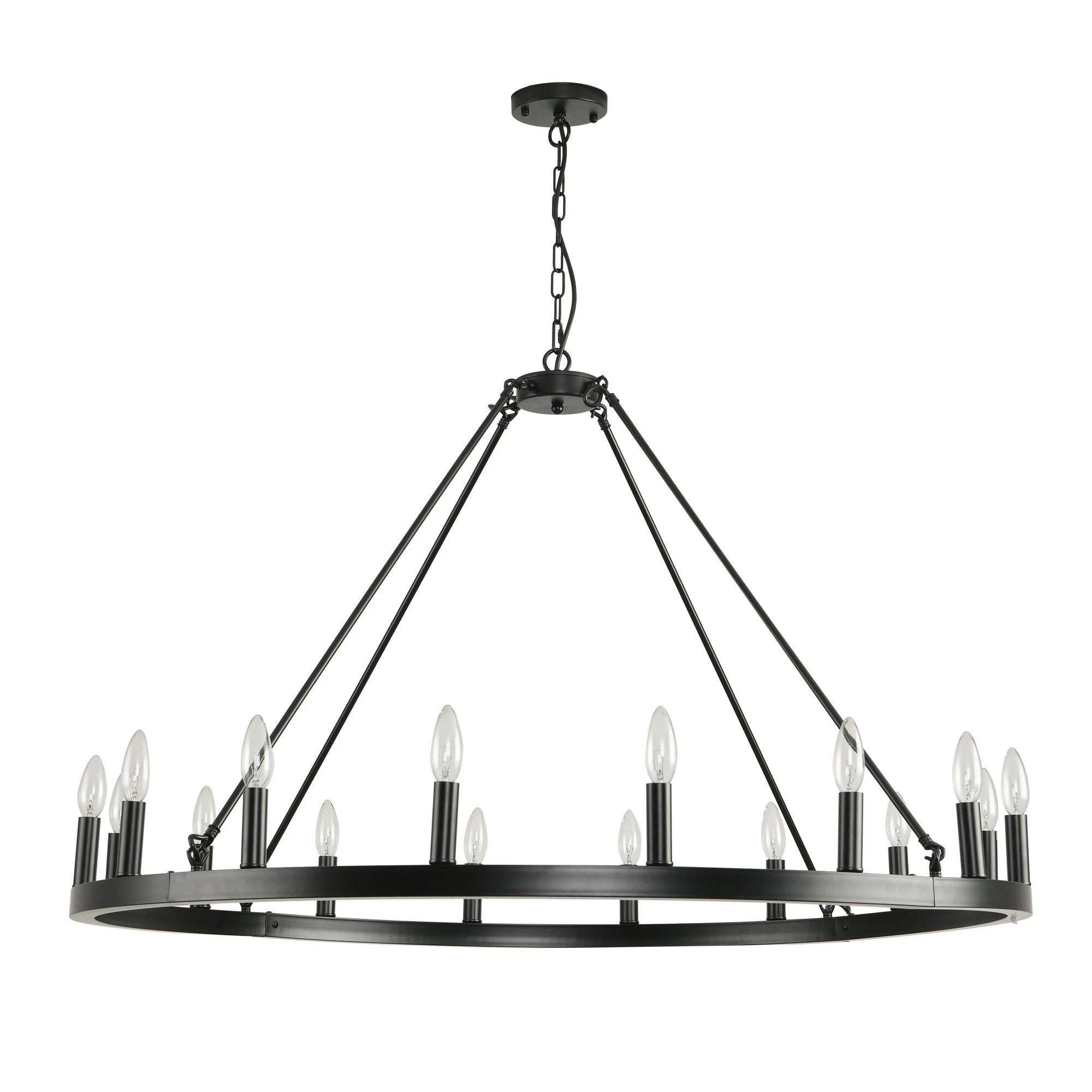 16-Light Wagon Wheel Chandelier Round Matte 43 inch Modern Rustic Farmhouse Pendant Light Large Chandeliers for Living Room
