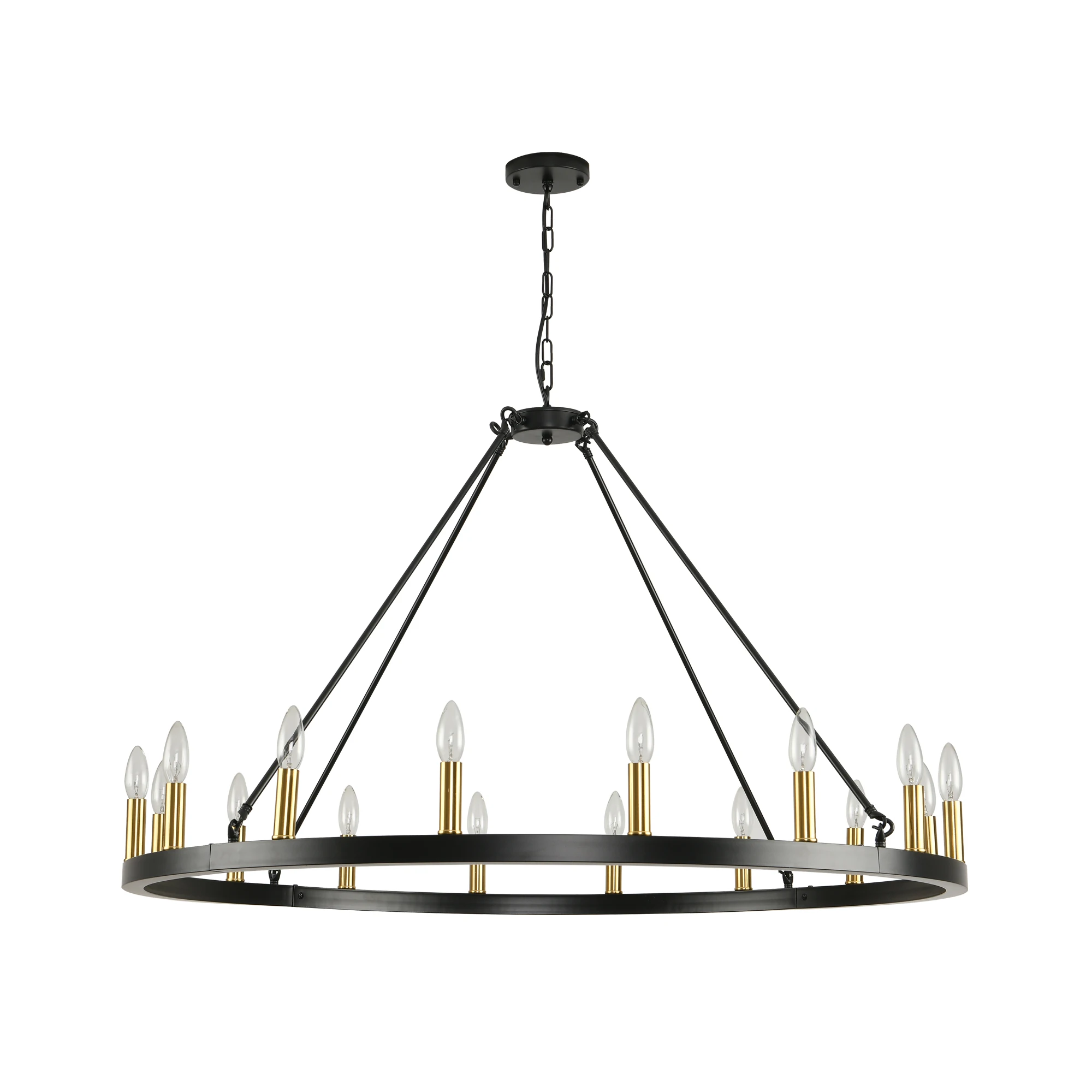 16-Light Wagon Wheel Chandelier Round Matte 43 inch Modern Rustic Farmhouse Pendant Light Large Chandeliers for Living Room