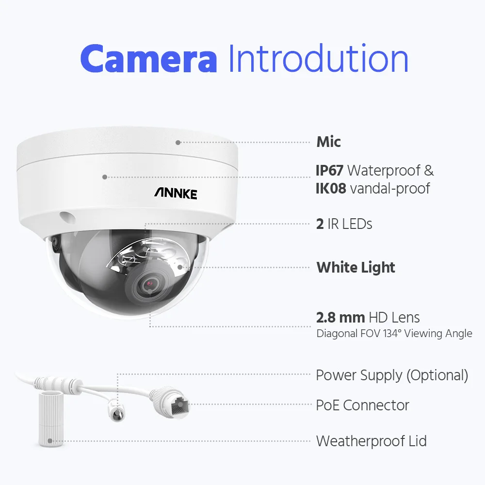 ANNKE H1200 12MP Dual Light Outdoor Surveillance Camera System Person/Vehicle Detection PoE Camera CCTV Video Security Kits