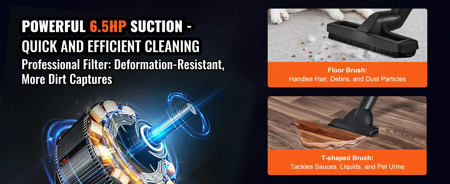 SucceBuy Stainless Steel Wet Dry Shop Vacuum Wet Dry Vac Powerful Suction Small Shop Vac Perfect for Carpet Debris Pet Hair