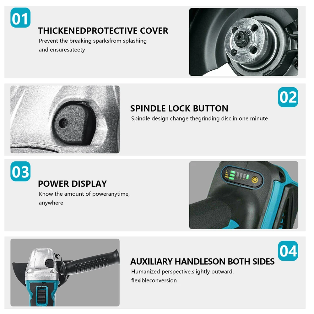 125mm Brushless Electric Angle Grinder Combo Kit Impact Wrench Power Tool For Makita 18V Battery Cordless Power Tool Set
